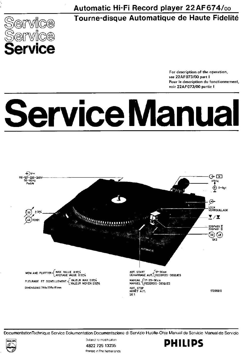 philips 22 af 674 service manual