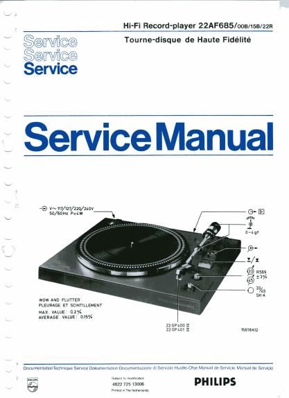 philips 22 af 685 service manual