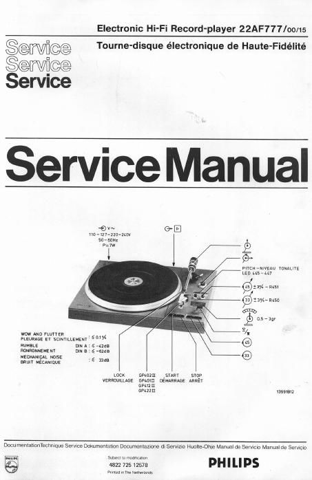 philips 22 af 777 service manual