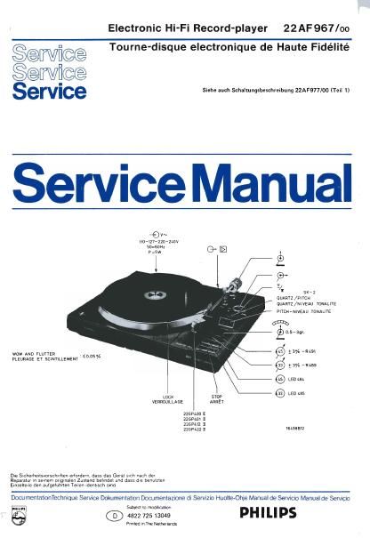 philips 22 af 967 service manual