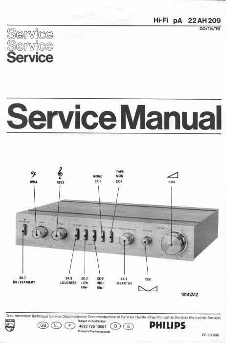 philips 22 ah 209 service manual