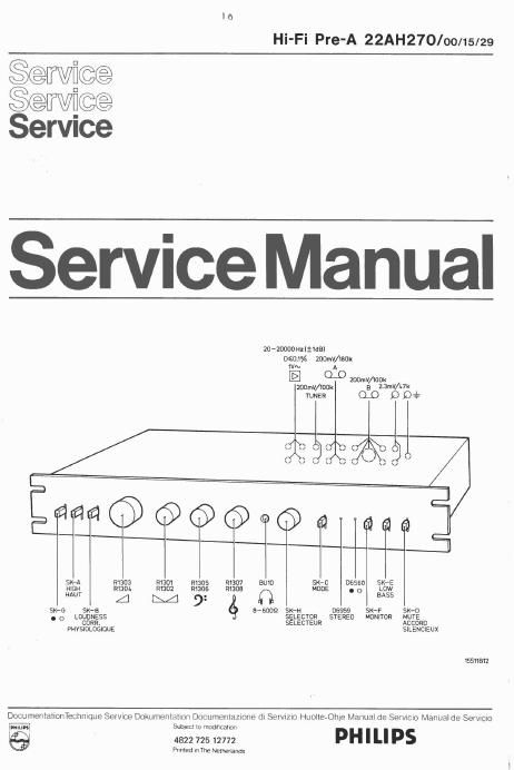 philips 22 ah 270 service manual