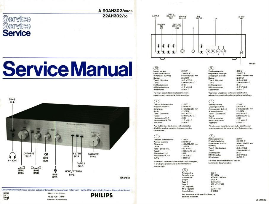 philips 22 ah 302 service manual