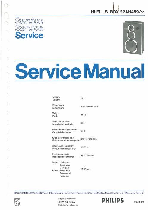 philips 22 ah 489 service manual