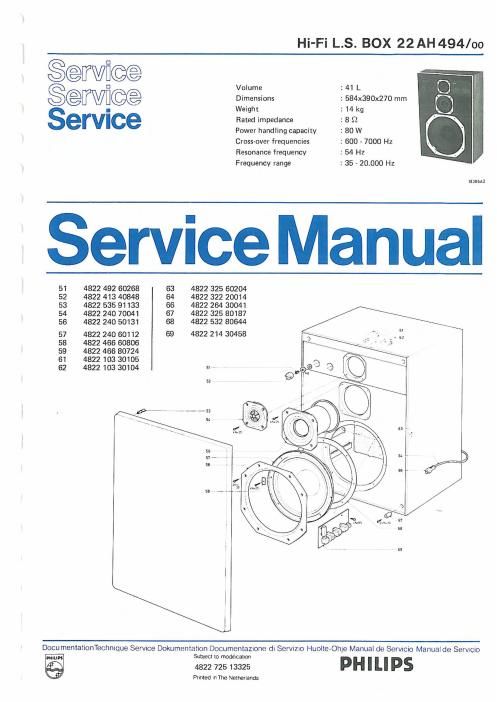 philips 22 ah 494 service manual