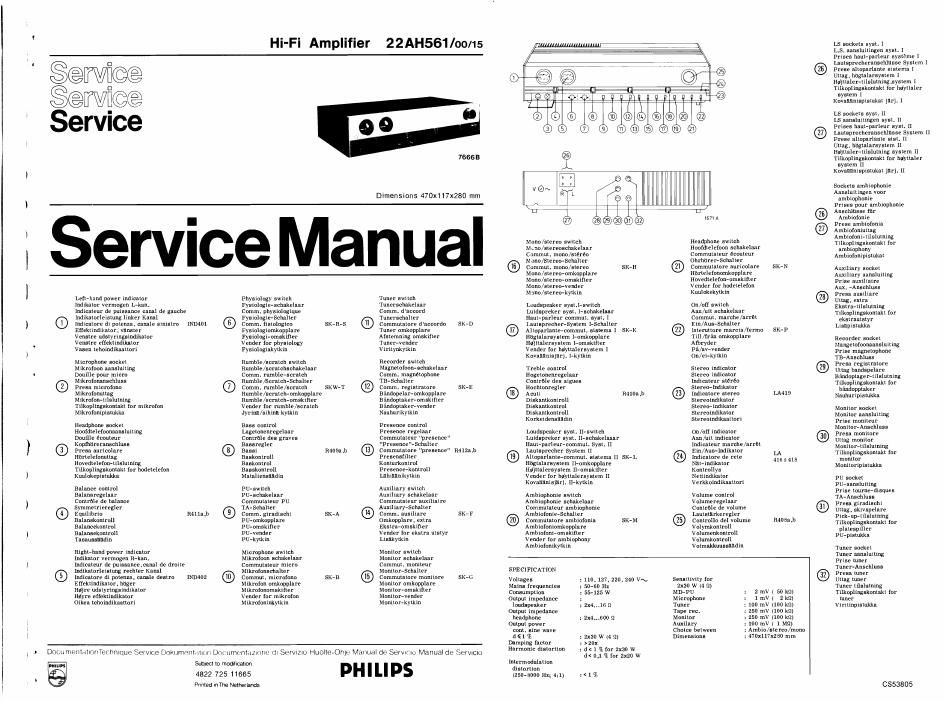 philips 22 ah 561 service manual