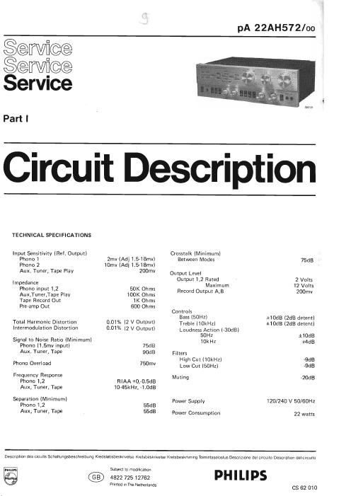 philips 22 ah 572 service manual