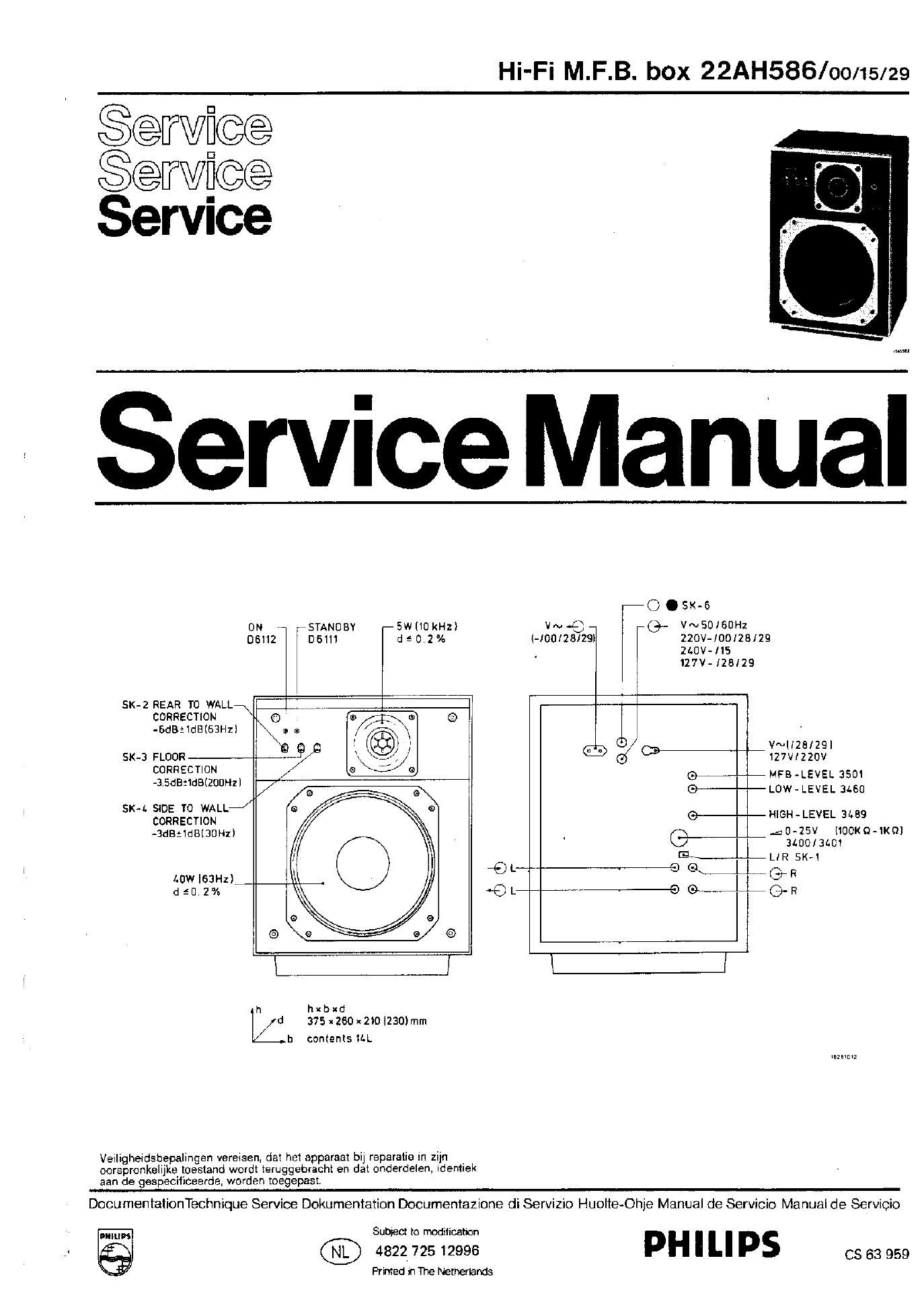 philips 22 ah 586 service manual