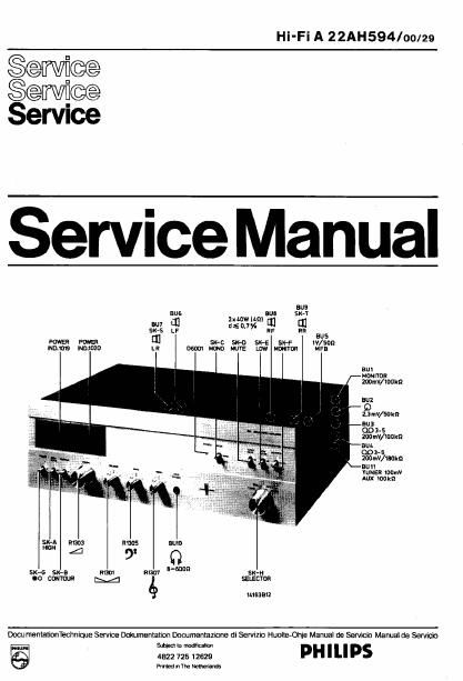 philips 22 ah 594 service manual