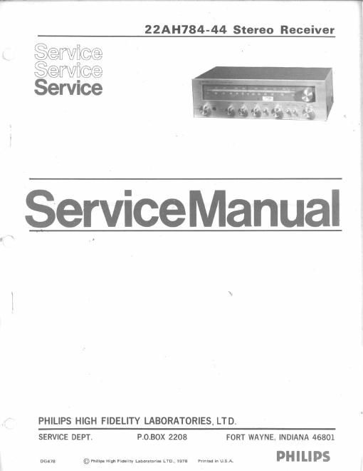 philips 22 ah 784 44 service manual