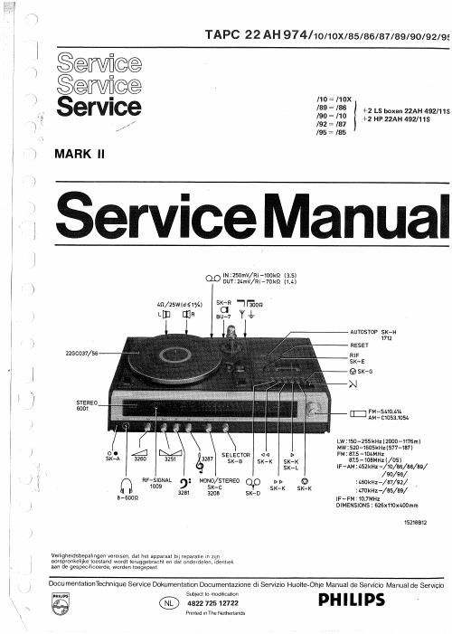 philips 22 ah 974 service manual