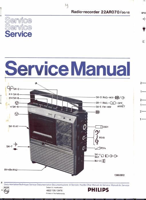 philips 22 ar 070 service manual