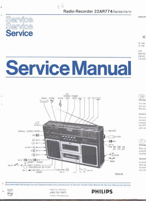 philips 22 ar 774 service manual