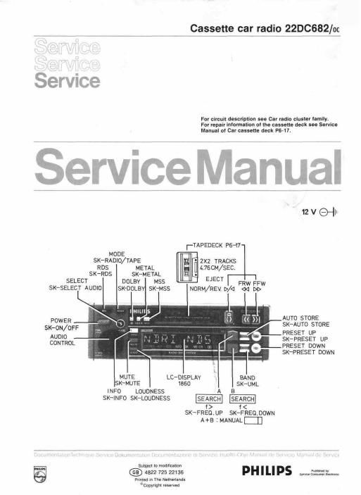 philips 22 dc 682 service manual