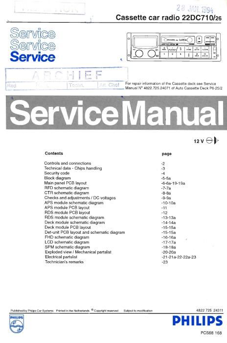 philips 22 dc 710 service manual