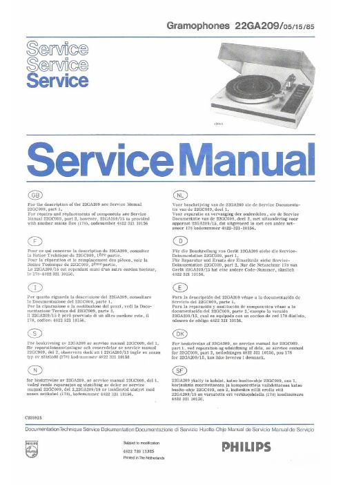 philips 22 ga 209 service manual