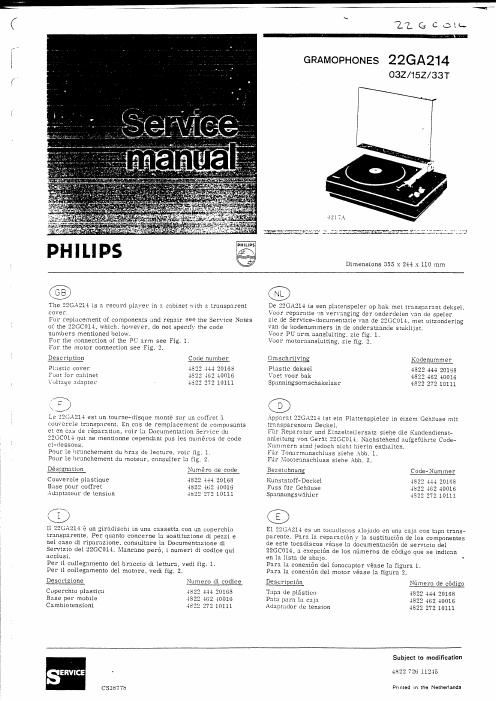 philips 22 ga 214 service manual