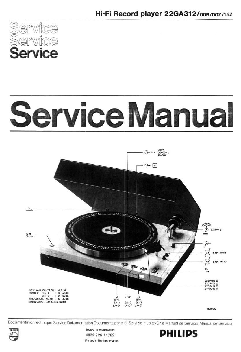 philips 22 ga 312 service manual