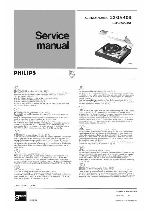 philips 22 ga 408 service manual