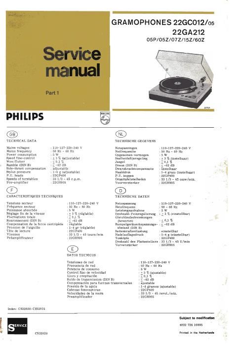 philips 22 gc 012 service manual