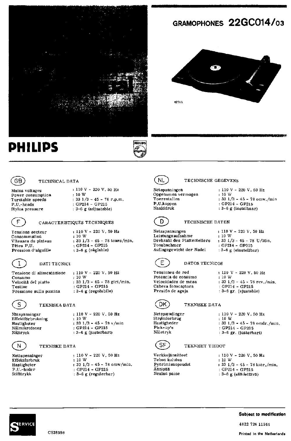 philips 22 gc 014 service manual