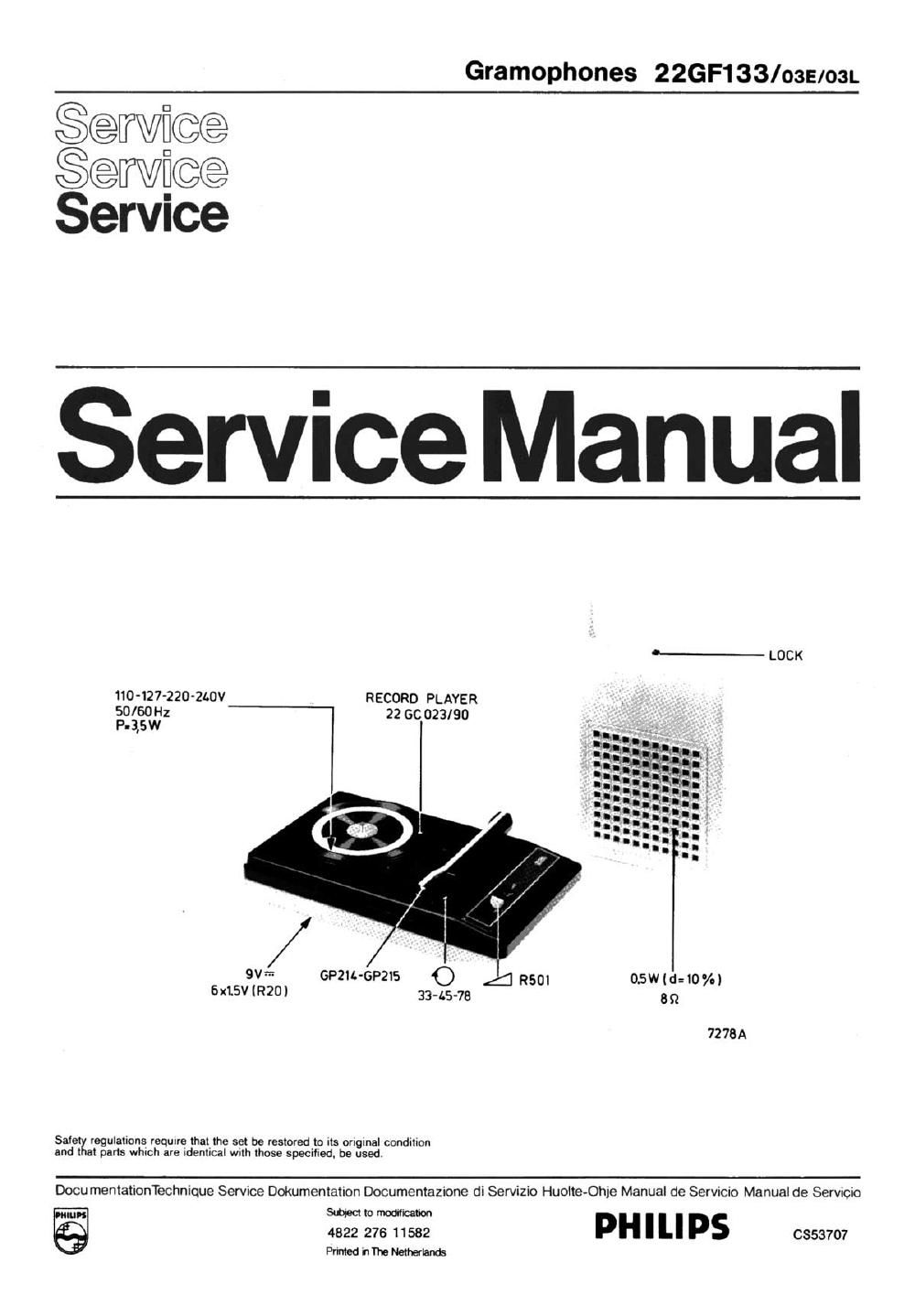 philips 22 gf 133 service manual