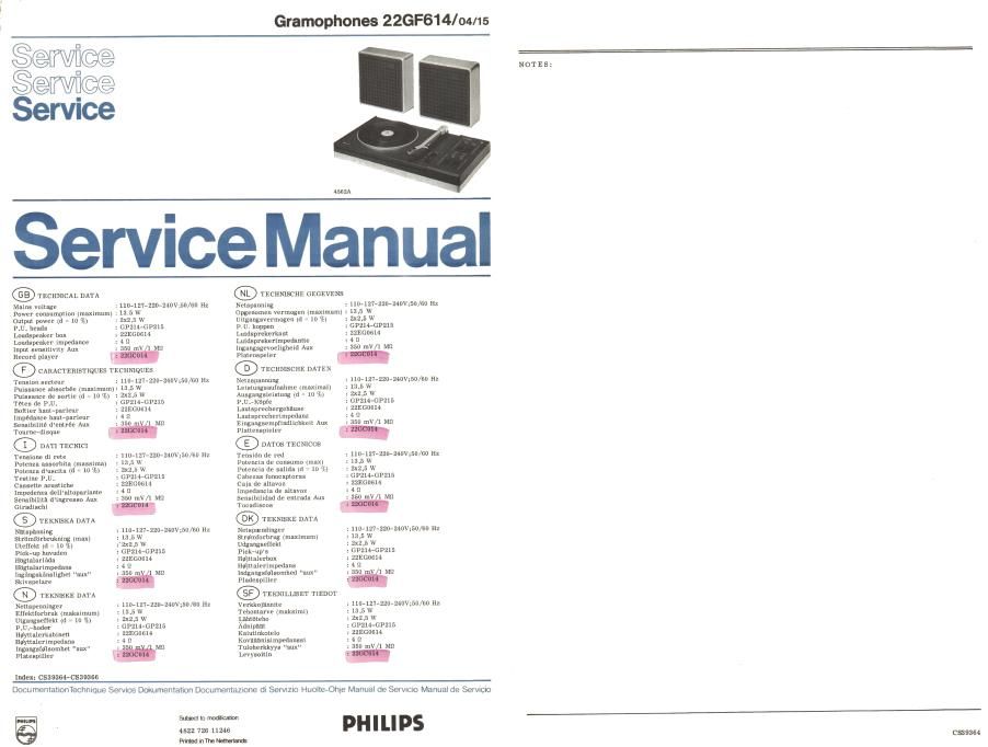 philips 22 gf 614 service manual