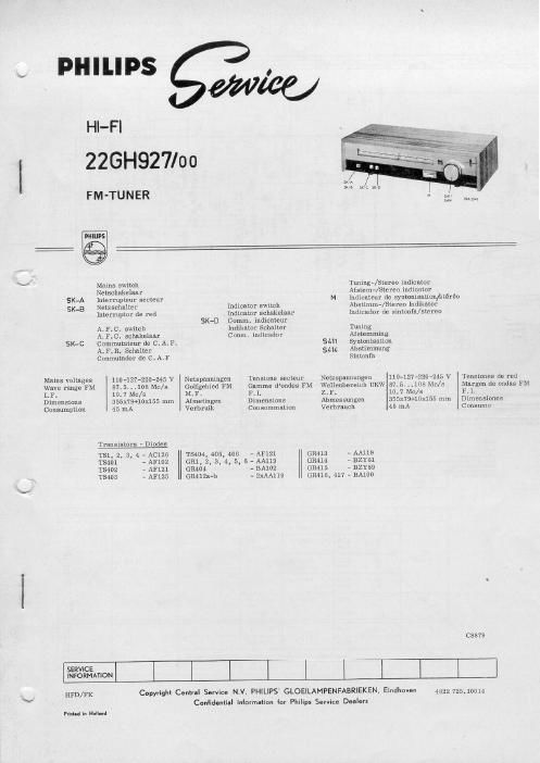 philips 22 gh 927 service manual