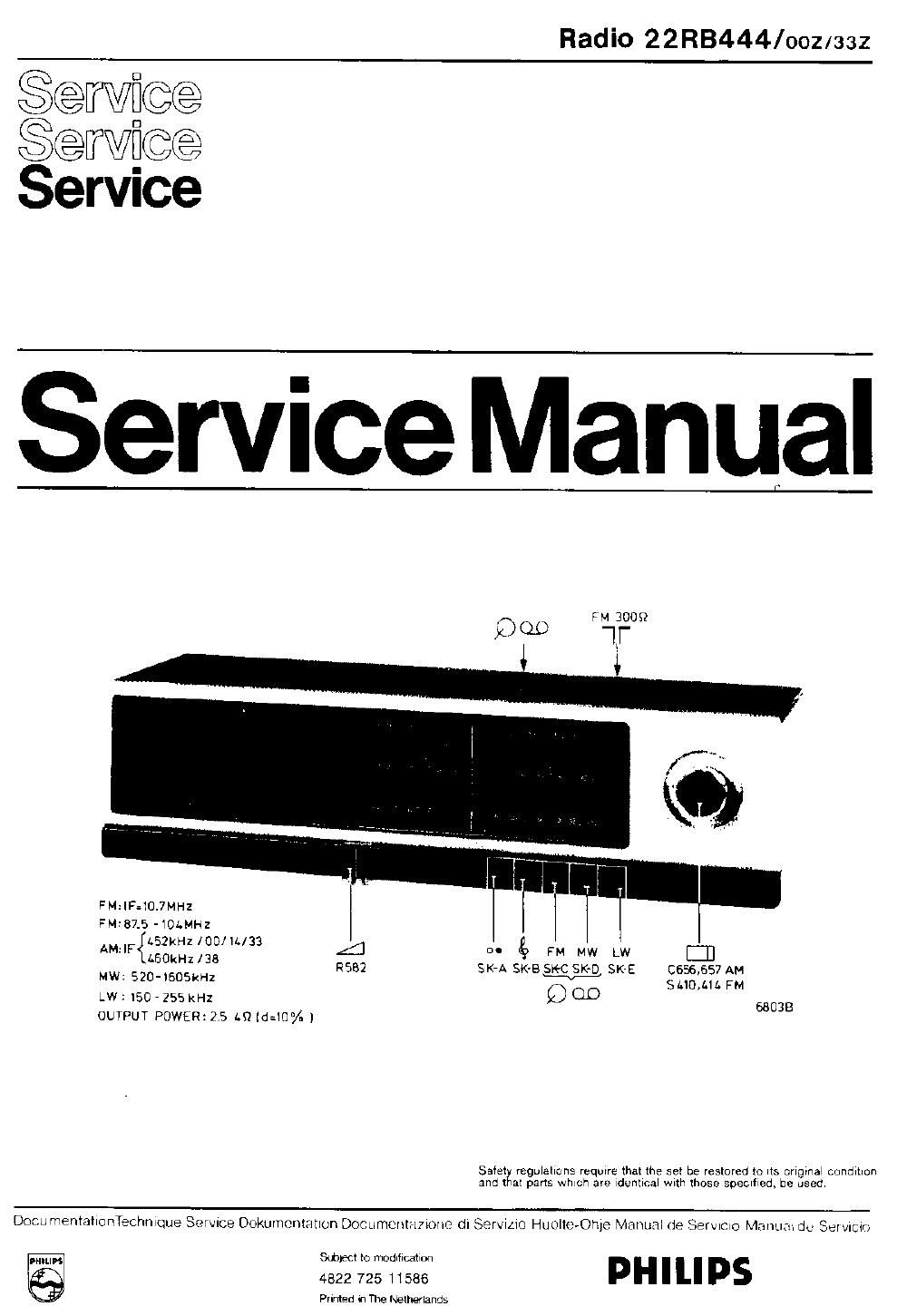 philips 22 rb 444 service manual