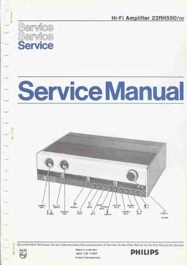 philips 22 rh 550 service manual