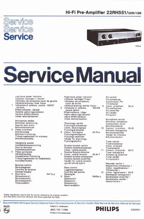 philips 22 rh 551 service manual