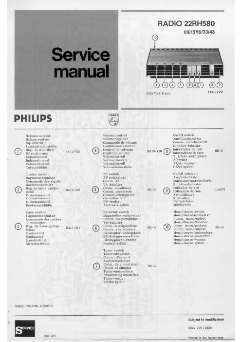 philips 22 rh 580 service manual