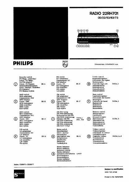 philips 22 rh 701 service manual
