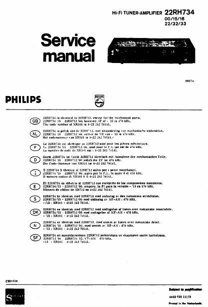 philips 22 rh 734 service manual