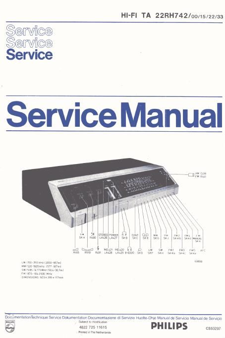 philips 22 rh 742 service manual