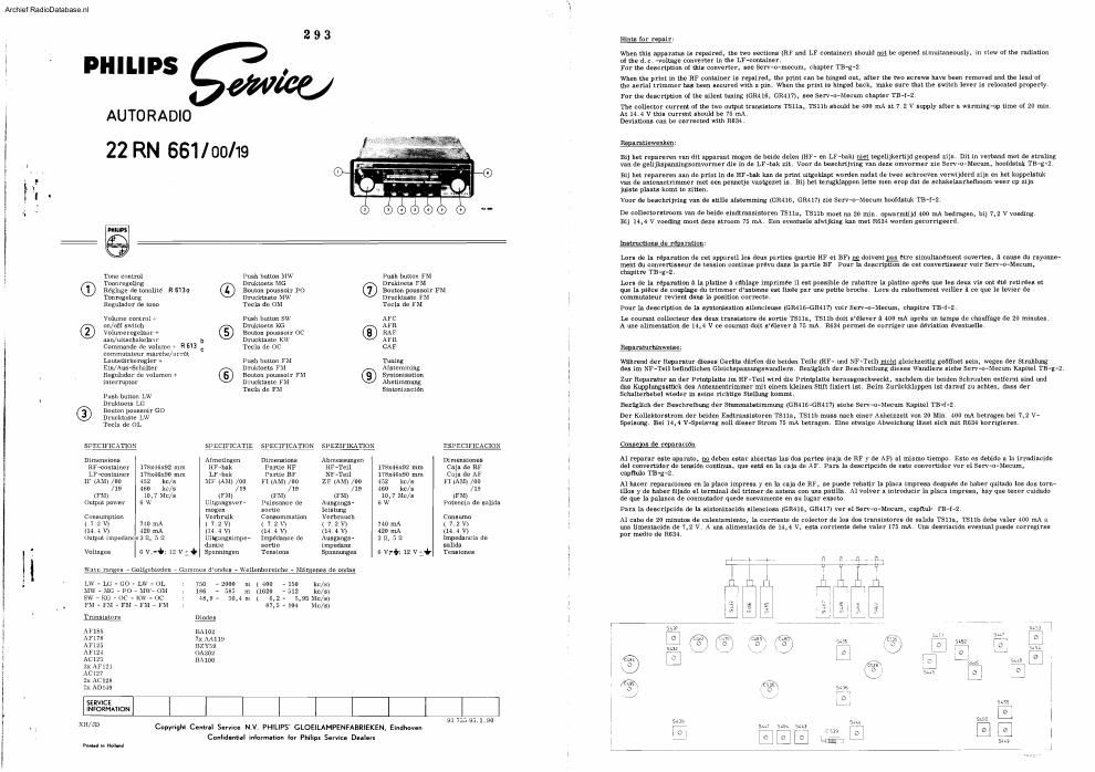 philips 22 rn 661 service manual