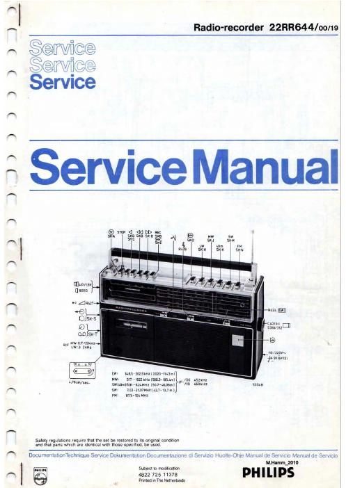 philips 22 rr 644 service manual