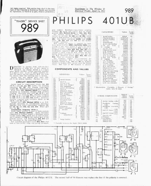 philips 401 ub service manual