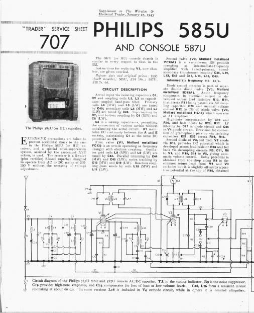 philips 585 587 u service manual