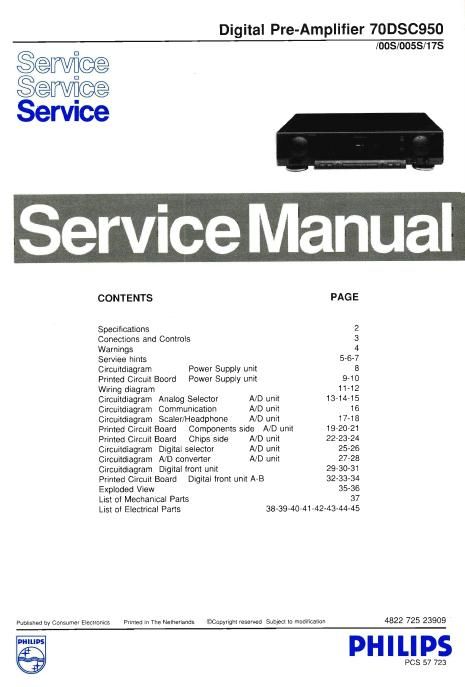 philips 70 dsc 950 service manual