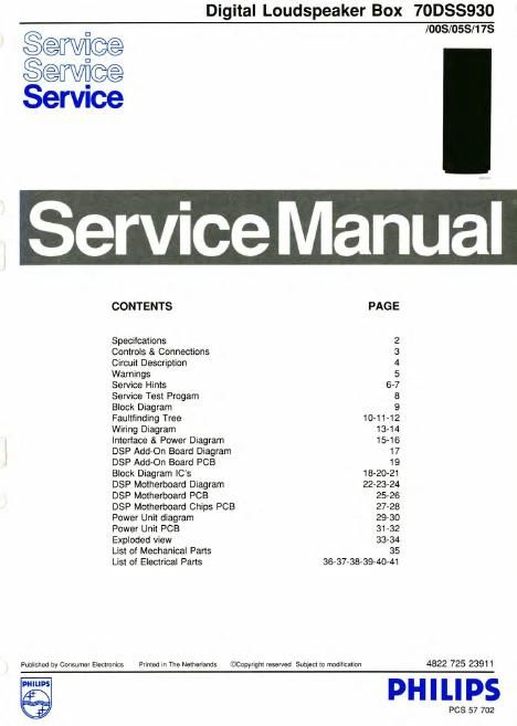 philips 70 dss 930 service manual