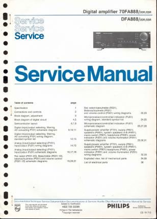 philips 70 fa 888 service manual