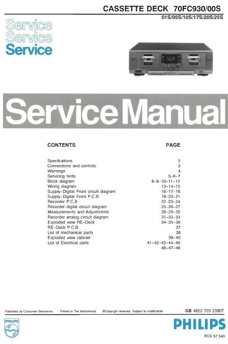 philips 70 fc 930 service manual
