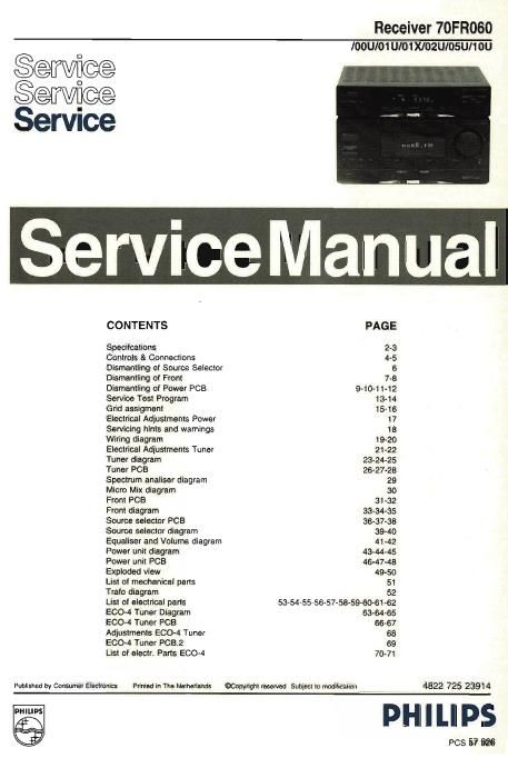 philips 70 fr 060 service manual