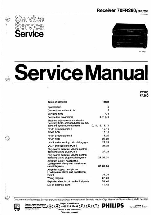 philips 70 fr 260 service manual