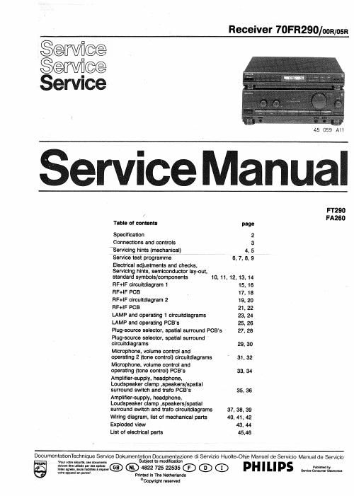 philips 70 fr 290 service manual