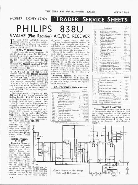 philips 838 u service manual