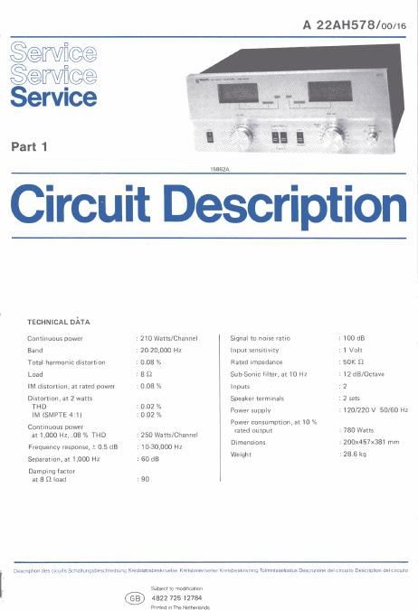 philips a 22 ah 578 pwr service manual