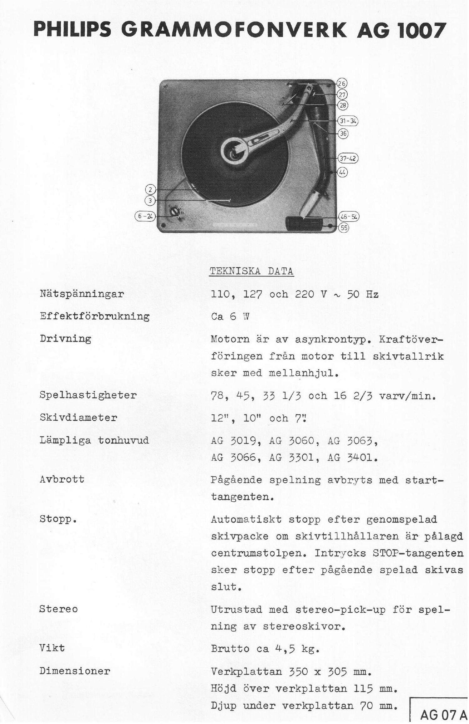 philips ag 1007 service manual