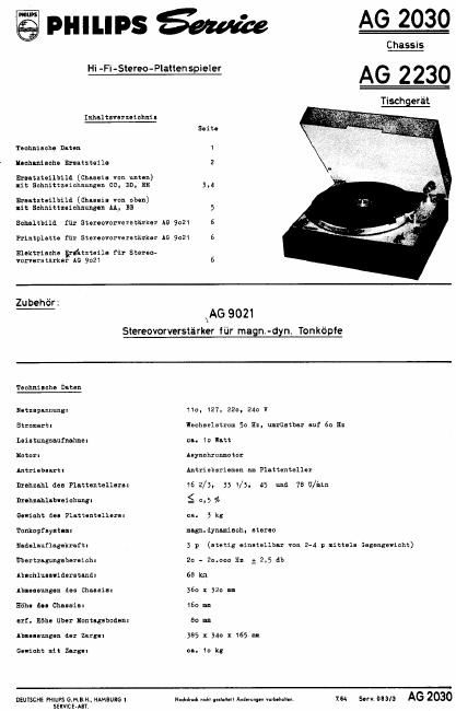 philips ag 2030 service manual